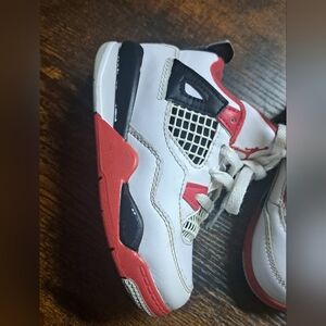 Boys Nike Air Jordan 4 Retro TD ‘Fire Red’ 2020 Kids Size 8C Red Black White